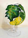 Painting on glass goblet 3. Tree Leaves