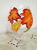 Painting on glass goblet 4. Autumn Leaves-2