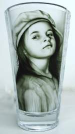 Portrait on a glass vase