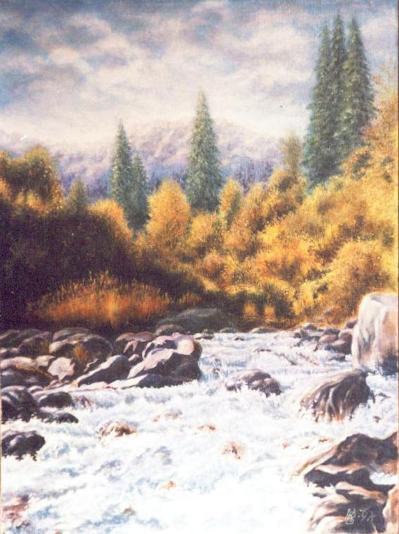 The mountain river with thresholds